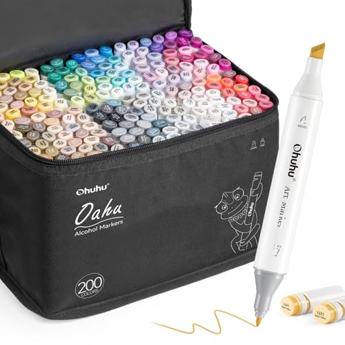 Ohuhu Marker Stifte Set, 200 Farben Stifte Set Permanent Marker Pen Meißel & Feine Verdoppelt Spitzt Kunst Sketch Twin Marker Stifte mit Tragetasche für Malerei Coloring Unterstreichunge, Oahu Serie Ohuhu Marker Stifte Set, 200 Farben Stifte Set Permanent Marker Pen Meißel & Feine Verdoppelt Spitzt Kunst Sketch Twin Marker Stifte mit Tragetasche für Malerei Coloring Unterstreichunge, Oahu Serie von Ohuhu