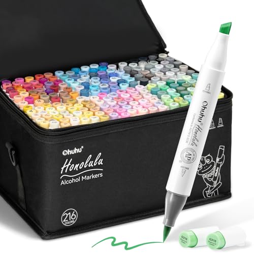 Ohuhu Marker Stifte Set, 216 Pinsel Marker Stift Doppelseitige Farbspitz Chisel Alkoholmarker für Comics Manga Pinsel Tip zum Skizzieren Kalligraphieren Zeichnen, Honolulu Series Ohuhu Marker Stifte Set, 216 Pinsel Marker Stift Doppelseitige Farbspitz Chisel Alkoholmarker für Comics Manga Pinsel Tip zum Skizzieren Kalligraphieren Zeichnen, Honolulu Series von Ohuhu