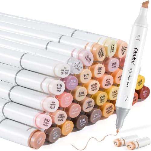 Ohuhu Marker Stifte Set, Hauttonfarben Stifte Set Permanent Marker Pen Meißel & Feine Verdoppelt Spitzt Kunst Sketch Twin Marker Stifte mit Tragetasche für Malerei Coloring Unterstreichunge Ohuhu Marker Stifte Set, Hauttonfarben Stifte Set Permanent Marker Pen Meißel & Feine Verdoppelt Spitzt Kunst Sketch Twin Marker Stifte mit Tragetasche für Malerei Coloring Unterstreichunge von Ohuhu