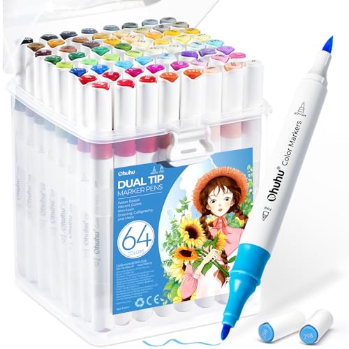 Ohuhu Marker Stifte auf Wasserbasis, 63+1 Farben Filzstifte Set Doppelspitze Marker für Erwachsenen Künstler für Comics Skizzieren Kalligraphieren Zeichnen Ohuhu Marker Stifte auf Wasserbasis, 63+1 Farben Filzstifte Set Doppelspitze Marker für Erwachsenen Künstler für Comics Skizzieren Kalligraphieren Zeichnen von Ohuhu