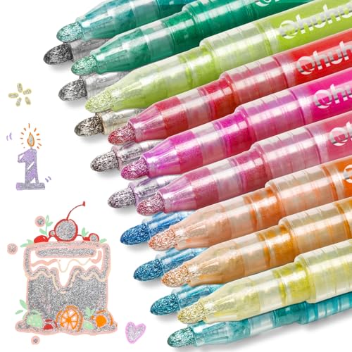 Ohuhu Outline Marker 18 Farben – Glitzer-Doppellinien-Konturenstifte Kreativ-Set für Kunstprojekte mit Schimmer-Effekt (Geschenk für Jugendliche & Erwachsene) von Ohuhu