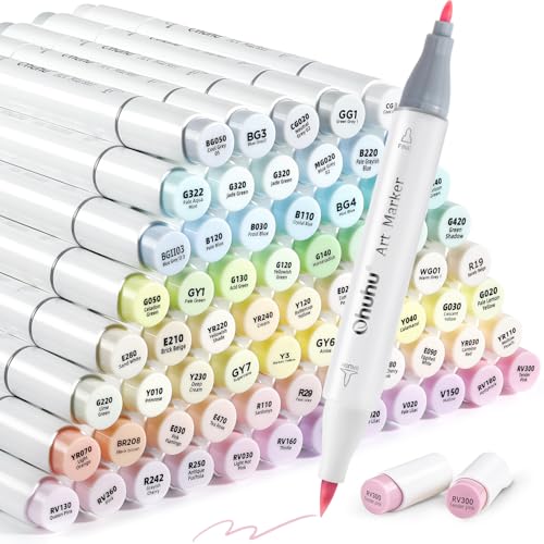 Ohuhu Pastellstifte Marker, 96 Farben Doppelseitige (Pinsel & Fiene) Farbspitze Brush Marker Stifte auf Alkoholbasis mit Tragetasche für Entwürfe und Comics zum Skizzieren Kalligraphieren Zeichnen von Ohuhu
