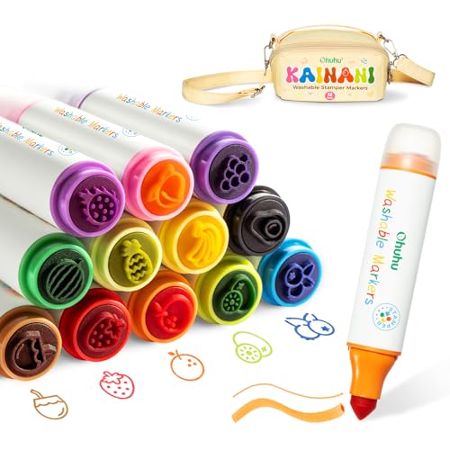 Ohuhu Auswaschbare Filzstifte für Kinder - 12 Farben Marker mit Stempe | Wasserbasierte ungiftige Farbe | Extra dicke Griffzone ab 3 Jahren | Ideal für Kindergarten, Vorschule & Basteln Ohuhu Auswaschbare Filzstifte für Kinder - 12 Farben Marker mit Stempe | Wasserbasierte ungiftige Farbe | Extra dicke Griffzone ab 3 Jahren | Ideal für Kindergarten, Vorschule & Basteln von Ohuhu