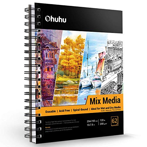 Ohuhu Skizzenbuch – 62 Blatt / 124 Seiten – 200 g/m² Dickes Papier –Säurefreies – Spiralgebundener Zeichenbuch Hardcover zum Skizzieren Illustration, für Marker Acryl Aquarell, 254 x 193mm Ohuhu Skizzenbuch – 62 Blatt / 124 Seiten – 200 g/m² Dickes Papier –Säurefreies – Spiralgebundener Zeichenbuch Hardcover zum Skizzieren Illustration, für Marker Acryl Aquarell, 254 x 193mm von Ohuhu