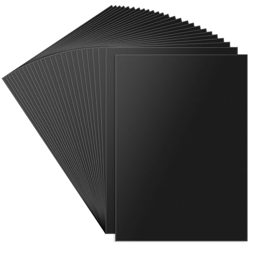 50 Blatt Ohuhu Kartonpapier A4, 300g/m² Schwarze Fotokarton, DIN A4 Druckerpapier, Blanko Dickes Papier für Basteln, Selbstgestalten und Visitenkarten von Ohuhu