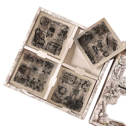Ohulelks 100 Blatt Scrapbook-Aufkleber im Vintage-Stil mit Schmetterlingen, Pflanzen und Blumen für Junk Journal-Zubehör, Extrem Schwarz und von Ohulelks