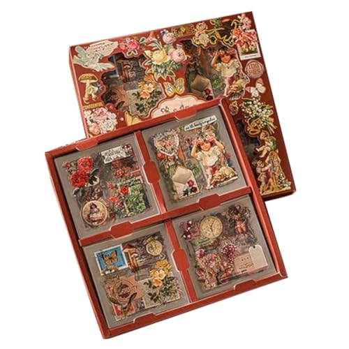 Ohulelks 100 Blatt Vintage-Scrapbook-Aufkleber mit Schmetterlings- und Pflanzenmotiven, für Junk-Journal-Zubehör, Nostalgie-Handbuch von Ohulelks