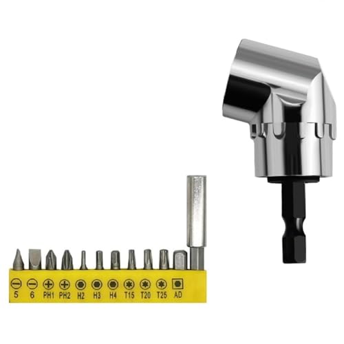 Ohulelks 105-Grad-Bohradapter mit Rechtem und 12-Teiliger Gebogener Schraubendreher-Bit, 1/4-Sechskantschaft, Winkelbohraufsatz, Kurz Ohulelks 105-Grad-Bohradapter mit Rechtem und 12-Teiliger Gebogener Schraubendreher-Bit, 1/4-Sechskantschaft, Winkelbohraufsatz, Kurz von Ohulelks
