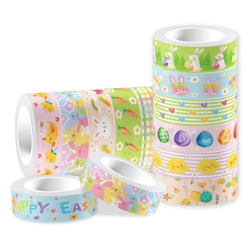 Ohulelks 12-Teiliges Washi-Tapes-Set mit Osterhasen-Küken-Gnom-Muster, Masking Tape, Dekoratives Klebeband mit Ostermotiv Ohulelks 12-Teiliges Washi-Tapes-Set mit Osterhasen-Küken-Gnom-Muster, Masking Tape, Dekoratives Klebeband mit Ostermotiv von Ohulelks