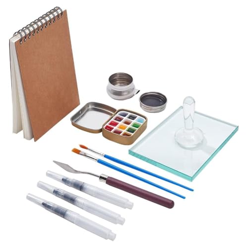 Ohulelks 13-Teiliges Aquarellfarben-Herstellungswerkzeug, mit Skizzenbuch, Aquarellfarben, Aquarellfarben-Blechdosen für DIY-Malerei Ohulelks 13-Teiliges Aquarellfarben-Herstellungswerkzeug, mit Skizzenbuch, Aquarellfarben, Aquarellfarben-Blechdosen für DIY-Malerei von Ohulelks
