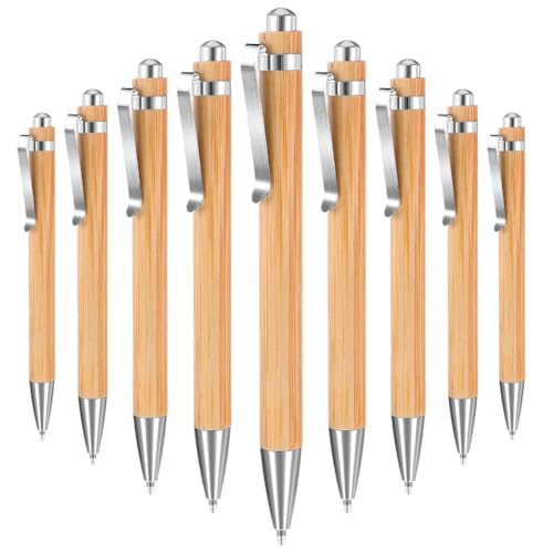 Ohulelks 50 Stück Bambus-Kugelschreiber Aus, Dankeschön-Stift, Großpackung, Dankeschön-Geschenk für Frauen und Männer, Büro, Lehrer, Kollegen, Schwarze Tinte von Ohulelks