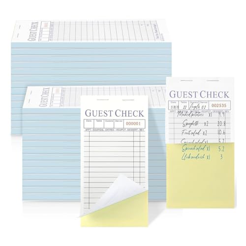 Ohulelks 50Er-Pack GäSteschecks für Kellner, 2-Teilig, Selbstdurchschreibend, Kellner-Notizblock, Essensbestellungskarten für Bar, Café, Restaurant, Insgesamt 2500 D von Ohulelks