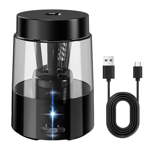 Ohulelks Elektrischer Bleistiftspitzer Schnelles Schärfen, Automatische Abschaltung für Blei-/Farbstifte (6-8 Mm) Schwarz von Ohulelks