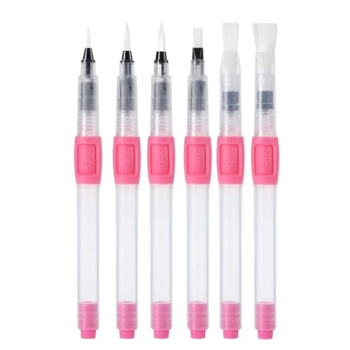 Ohulelks Kalligrafie Kunstbedarf Pink, 6 Nylon-Pinsel für Aquarellmalerei, Füllfederhalter-Set von Ohulelks