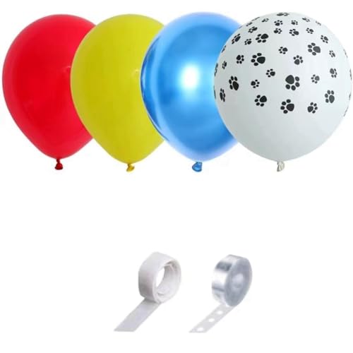 Ohulelks Luftballon-Girlanden-Set mit Hundepfoten-Aufdruck, Rot, Gelb, Metallic-Blau, Latex-Ballon für Partys, Langlebig Ohulelks Luftballon-Girlanden-Set mit Hundepfoten-Aufdruck, Rot, Gelb, Metallic-Blau, Latex-Ballon für Partys, Langlebig von Ohulelks