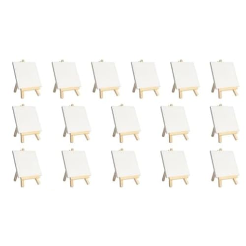 Ohulelks Mini-Leinwände mit Staffelei-Sets, 16er-Pack, Kleine Malleinwände mit Mini-Staffelei, 4 X 4, Kunstleinwände, Malset von Ohulelks