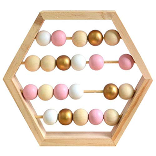 Ohulelks Nordic Natural Wooden Abacus with Beads Craft Baby Early Learning Educational Toys Child Room Decor Pink von Ohulelks