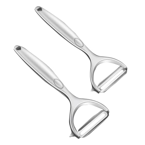 Oiieco 2pcs Sparschäler Kartoffelschäler Schäler Universal aus Edelstahl Flache Klinge oder Gezackt für Gemüse, Obst Oiieco 2pcs Sparschäler Kartoffelschäler Schäler Universal aus Edelstahl Flache Klinge oder Gezackt für Gemüse, Obst von Oiieco