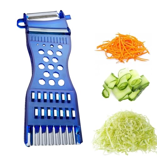 Oiieco 6-in-1-Multifunktions-Gemüseschäler,Gemüsefriseur, Möhrenreibe,gemüse schäler,Einfaches Raspeln/Schneiden/Schälen Scharfe Edelstahlklinge,Obst- und Gemüseformer (Blau x 1) von Oiieco
