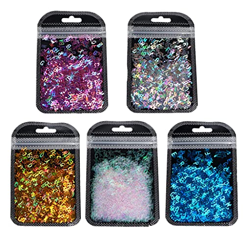 Oilmal Buchstaben-Glitzer-Set, 5 Farben, Alphabet, holografischer Laser, Buchstaben, grob, Glitzer, Epoxidharz, Festival, grobe Buchstaben, gemischte Pailletten, 2 g pro Stück Oilmal Buchstaben-Glitzer-Set, 5 Farben, Alphabet, holografischer Laser, Buchstaben, grob, Glitzer, Epoxidharz, Festival, grobe Buchstaben, gemischte Pailletten, 2 g pro Stück von Oilmal