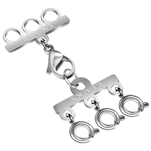 Halsketten-Verschlüsse, mehrsträngige Halskettenverschlüsse, Gold- und Silberverbinder für Schicht-Look, Halsketten-Trennzeichen (3 Silber) von Oilzorr