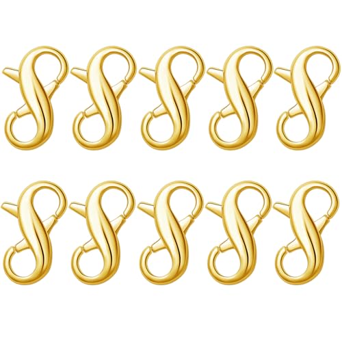 Karabinerverschluss aus Edelstahl, Karabinerverschluss, Halskettenverlängerung, Armbandverbinder für DIY-Schmuckreparatur, Gold, Silber (10 Stück Gold) von Oilzorr