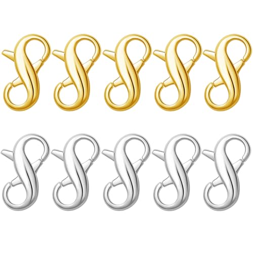 Karabinerverschluss aus Edelstahl, Karabinerverschluss, Halskettenverlängerung, Armbandverbinder für DIY-Schmuckreparatur, Gold, Silber (10 Stück | Gold / Silber) von Oilzorr