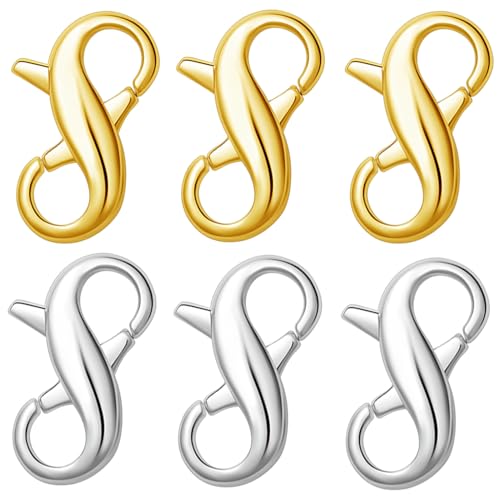 Karabinerverschluss aus Edelstahl, Karabinerverschluss, Halskettenverlängerung, Armbandverbinder für DIY-Schmuckreparatur, Gold, Silber (6 Stück | Gold / Silber) von Oilzorr
