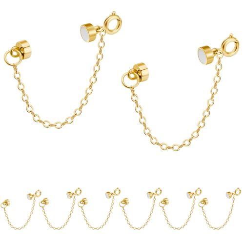 Magnetische Armbandverschlüsse mit Sicherheitskette, 8 Stück, Gold und Silber, Metall-Schmuckkonverter (8 Stück Gold) von Oilzorr