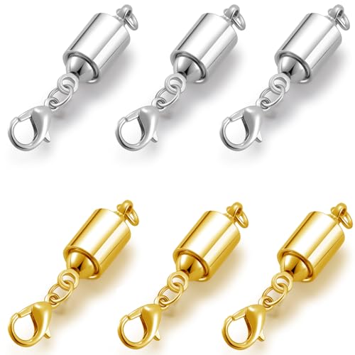 Magnetische Halskettenverschlüsse, magnetische Schmuckverschlüsse, 14 Karat Gold und Silber, Halskette Armband Verlängerung mit Karabinerverschluss (DAN 3 Gold, 3 Silber) von Oilzorr