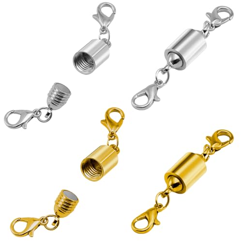 Magnetische Halskettenverschlüsse, magnetische Schmuckverschlüsse, 14 Karat Gold und Silber, Halsketten-Armband-Verlängerung mit Karabinerverschluss (2 Gold, 2 Silber) von Oilzorr