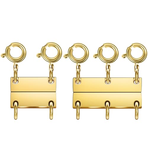Magnetische Halskettenverschlüsse, mehrere Kettenverschlüsse, Halskettenverschlüsse für Schicht-Look, Edelstahl-Kettenglieder für Halsketten und Armbänder, Silber, Gold (2 Golden 3Golden B) von Oilzorr