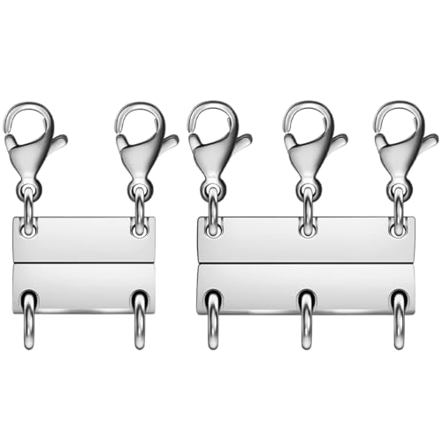 Magnetische Halskettenverschlüsse, mehrere Kettenverschlüsse, Halskettenverschlüsse für Schicht-Look, Edelstahl-Kettenglieder für Halsketten und Armbänder, Silber, Gold (2 Silber, 3 Silber A) von Oilzorr