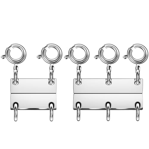 Magnetische Halskettenverschlüsse, mehrere Kettenverschlüsse, Halskettenverschlüsse für Schicht-Look, Edelstahl-Kettenglieder für Halsketten und Armbänder, Silber, Gold (2 Silber, 3 Silber B) von Oilzorr