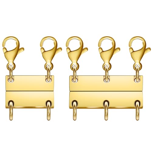 Magnetische Halskettenverschlüsse, mehrere Kettenverschlüsse, Halskettenverschlüsse für Schicht-Look, Edelstahl-Kettenglieder für Halsketten und Armbänder, Silber, Gold (2golden 3golden A) von Oilzorr
