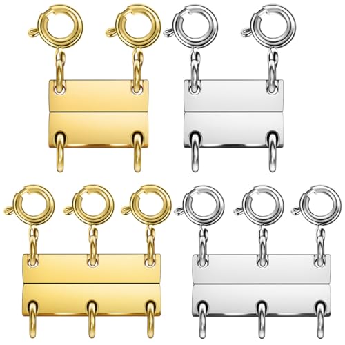 Magnetische Halskettenverschlüsse, mehrere Kettenverschlüsse, Halskettenverschlüsse für Schicht-Look, Edelstahl-Kettenglieder für Halsketten und Armbänder, Silber, Gold (4 Stück, Gold-Silber B) Magnetische Halskettenverschlüsse, mehrere Kettenverschlüsse, Halskettenverschlüsse für Schicht-Look, Edelstahl-Kettenglieder für Halsketten und Armbänder, Silber, Gold (4 Stück, Gold-Silber B) von Oilzorr