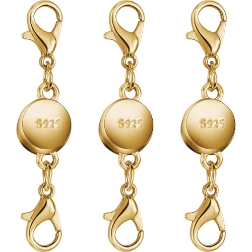 Magnetische Halskettenverschlüsse aus 925er Silber und Gold, runde Halskettenverschlüsse für Schmuckherstellung, magnetische Halskettenverschlüsse und Verlängerungen, für Armband, Halskette und von Oilzorr
