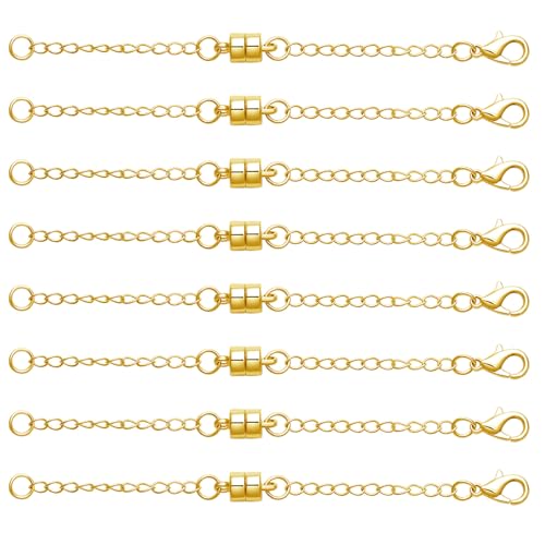Magnetische Halskettenverschlüsse mit Verlängerungen, Gold und Silber, 8/10 Stück (8 Gold) von Oilzorr