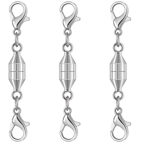 Magnetische Halskettenverschlüsse und Verschlüsse, 925er Silber, Magnetverschluss, Konverter, Schmuckherstellung, Kettenverlängerung, Verbinder (3 Silber) von Oilzorr