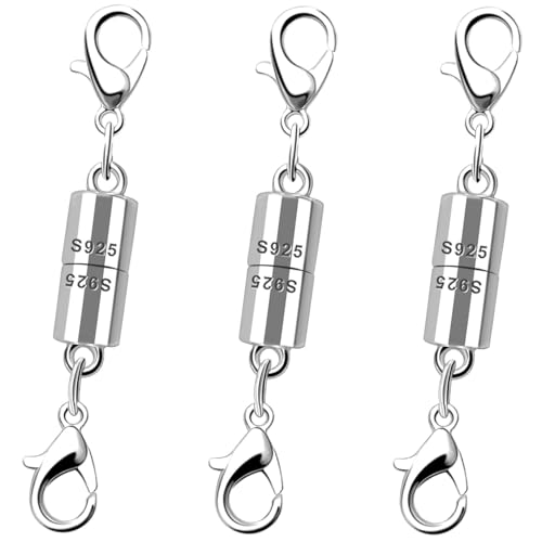 Magnetische Halskettenverschlüsse und Verschlüsse, 925er Silber, magnetische Schmuckverschlüsse, starke Magnetverschlüsse für Halsketten und Armbänder (3 Silber) von Oilzorr