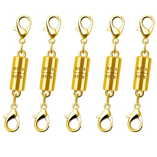 Magnetische Halskettenverschlüsse und Verschlüsse, 925er Silber, magnetische Schmuckverschlüsse, starke Magnetverschlüsse für Halsketten und Armbänder (5 Gold) von Oilzorr