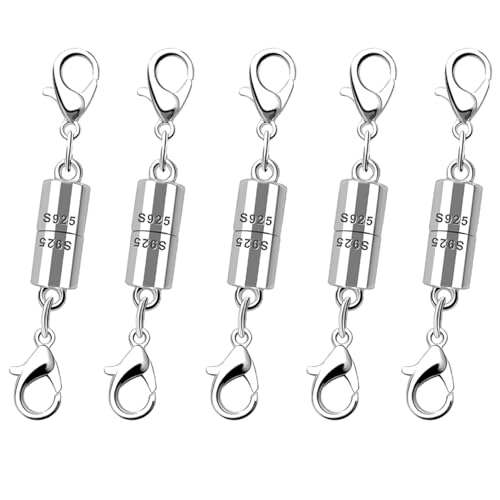 Magnetische Halskettenverschlüsse und Verschlüsse, 925er Silber, magnetische Schmuckverschlüsse, starke Magnetverschlüsse für Halsketten und Armbänder (5 Silber) von Oilzorr