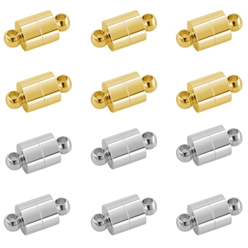 Magnetische Halskettenverschlüsse und Verschlüsse, Magnetverschlüsse für Schmuckherstellung, 925er Silber, 20 Stück für Halsketten und Armbänder (12 Stück Gold Silber) von Oilzorr