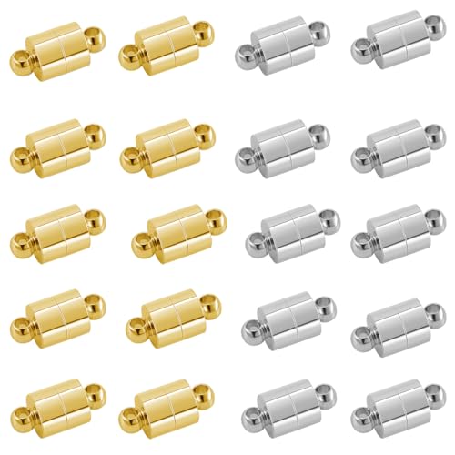 Magnetische Halskettenverschlüsse und Verschlüsse, Magnetverschlüsse für Schmuckherstellung, 925er Silber, 20 Stück für Halsketten und Armbänder (20 Stück Gold Silber) von Oilzorr