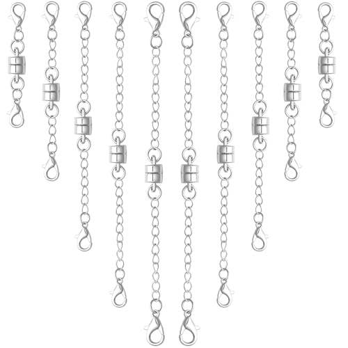 Magnetische Halskettenverschlüsse und Verschlüsse mit Verlängerungen, Gold und Silber, 8/10 Stück (10 Silber) von Oilzorr