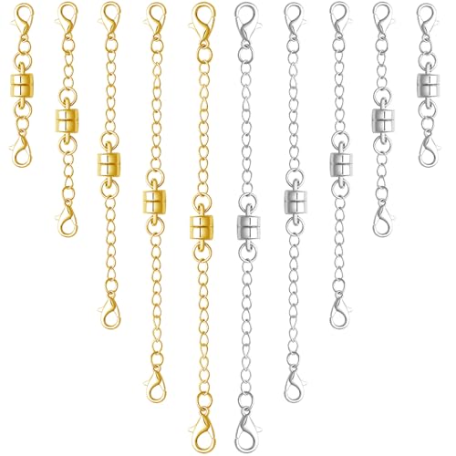 Magnetische Halskettenverschlüsse und Verschlüsse mit Verlängerungen, Gold und Silber, Set von 8/10 (5 Gold + 5 Silber) von Oilzorr
