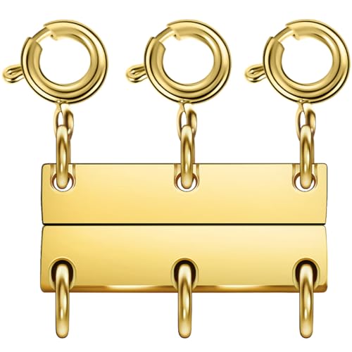 Magnetische Kettenverschlüsse, mehrere Kettenverschlüsse, Halskettenverschlüsse für Schicht-Look, Edelstahl-Kettenglieder für Halsketten und Armbänder, Silber, Gold (3 goldene B) von Oilzorr