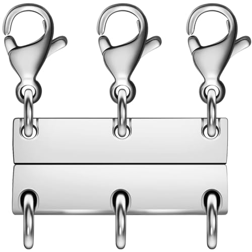 Magnetische Kettenverschlüsse, mehrere Kettenverschlüsse, Halskettenverschlüsse für Schicht-Look, Edelstahl-Kettengliederverschlüsse für Halsketten und Armbänder, Silber, Gold (3 Silber A) von Oilzorr