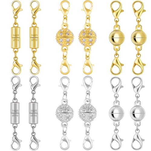 Magnetische Schmuckverschlüsse, Kristallkugel-Verbinder mit Karabinerverschlüssen, magnetische Halskettenverschlüsse und Verschlüsse, einfach zu bedienen für Schmuckverschlüsse (12 Stück, goldfarben) Magnetische Schmuckverschlüsse, Kristallkugel-Verbinder mit Karabinerverschlüssen, magnetische Halskettenverschlüsse und Verschlüsse, einfach zu bedienen für Schmuckverschlüsse (12 Stück, goldfarben) von Oilzorr