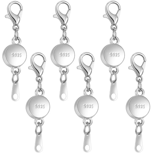 Magnetischer Schmuckverschluss aus 925er Silber, runde magnetische Halskettenverschlüsse und Verschlüsse, Magnetverschluss, Konverter für Schmuckherstellung, 6 Stück Magnetischer Schmuckverschluss aus 925er Silber, runde magnetische Halskettenverschlüsse und Verschlüsse, Magnetverschluss, Konverter für Schmuckherstellung, 6 Stück von Oilzorr